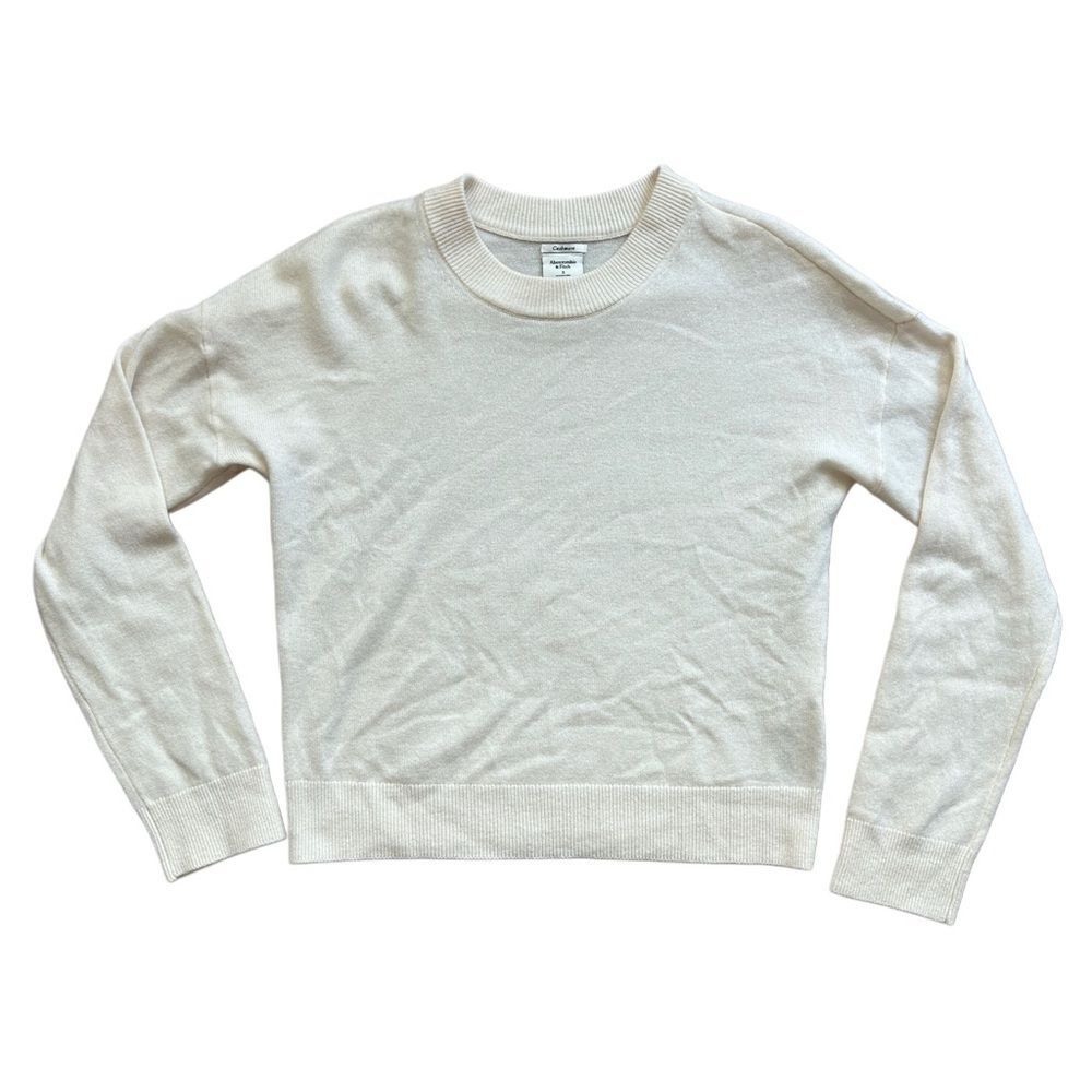Abercrombie & Fitch Womens Cream White 100% Cashmere Crewneck Sweater Size Small